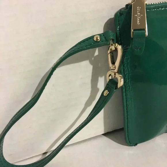 Cole Haan green leather wristlet bag